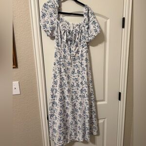 Long Blue Floral Dress